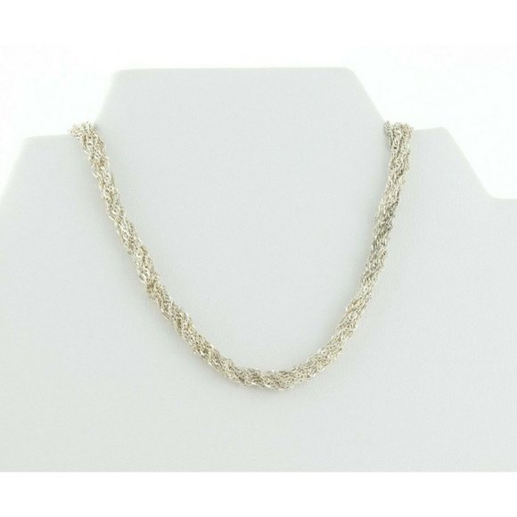 Sterling Silver Multi 7 Strand Twist Chain Necklace 18 inch chain 14 mm wide - Picture 5 of 7